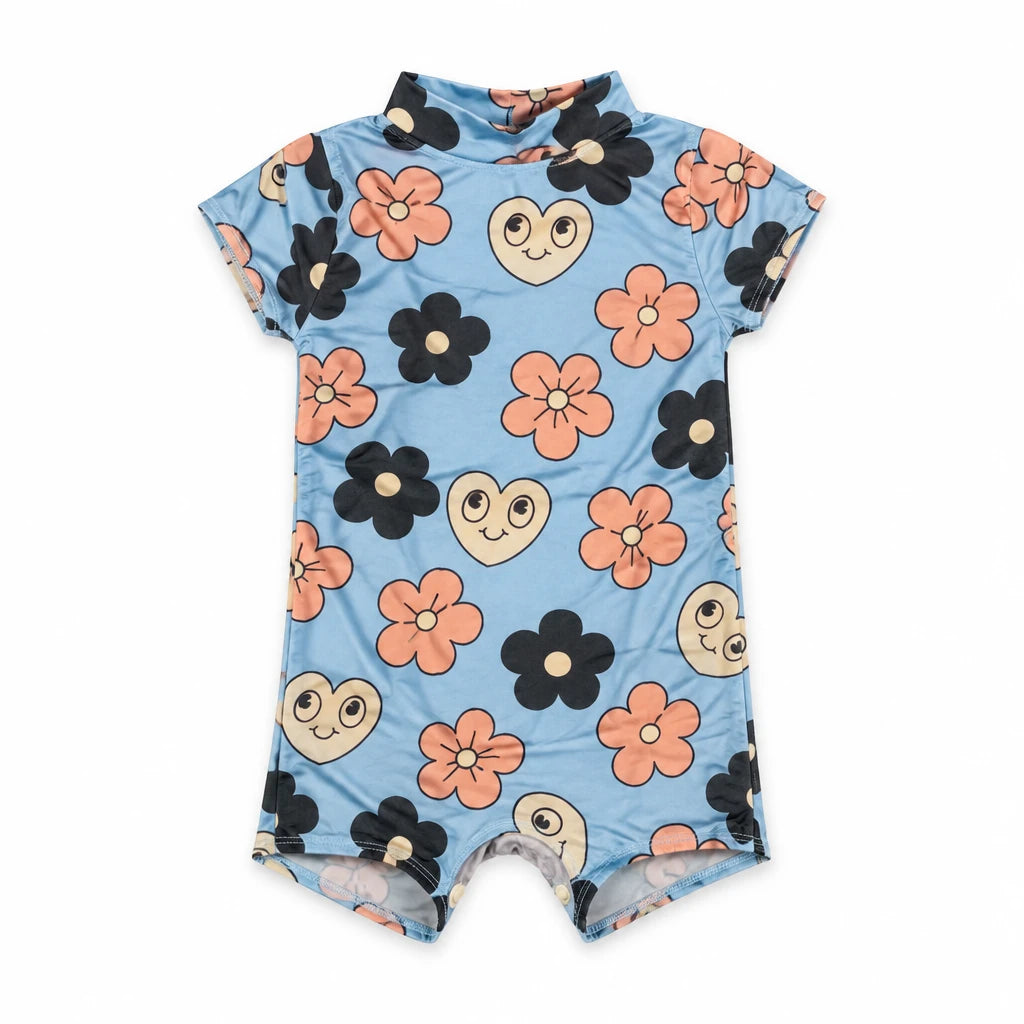 Blommig baddräkt från Mini Rodini - Storlek 80/86 - Blå