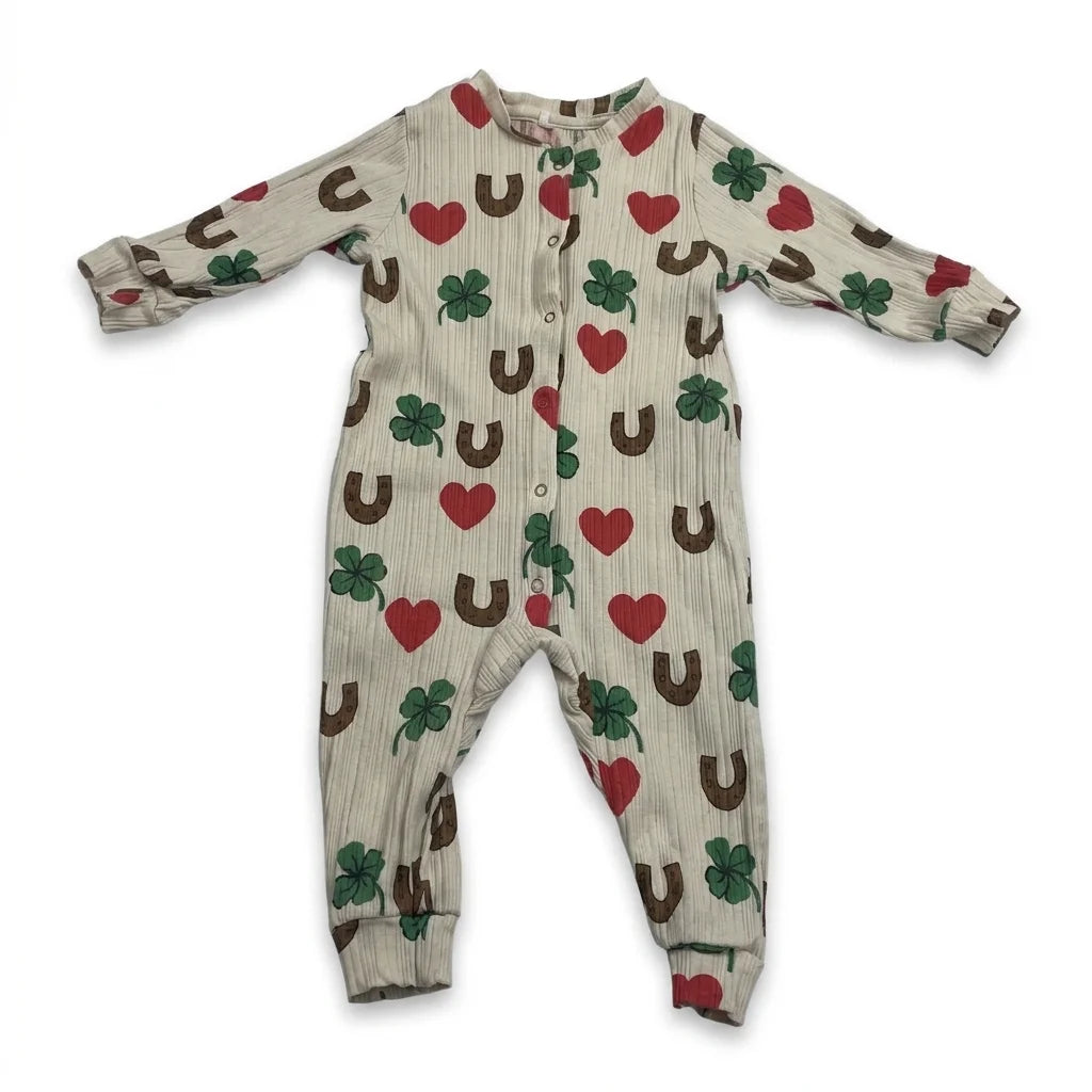 Mönstrad pyjamas från Mini Rodini - Storlek 68/74 - Beige