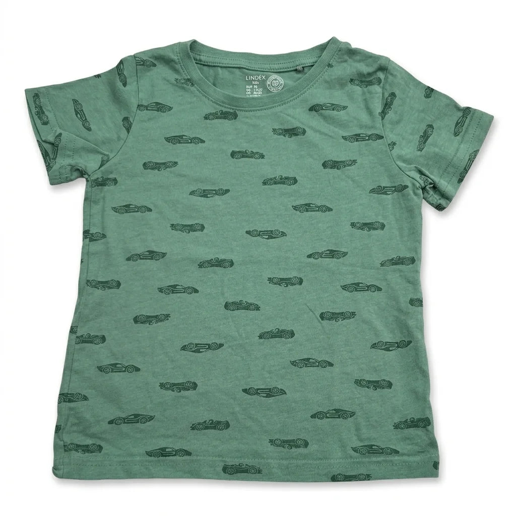 Mönstrad t-shirt från Lindex - Storlek 92 - Grön