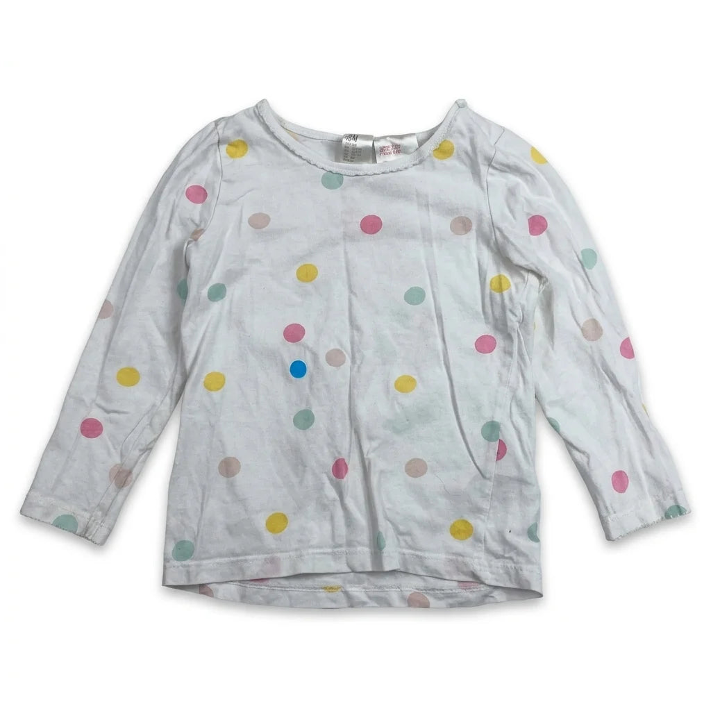 Prickig pyjamas från H&M - Storlek 86 - Vit