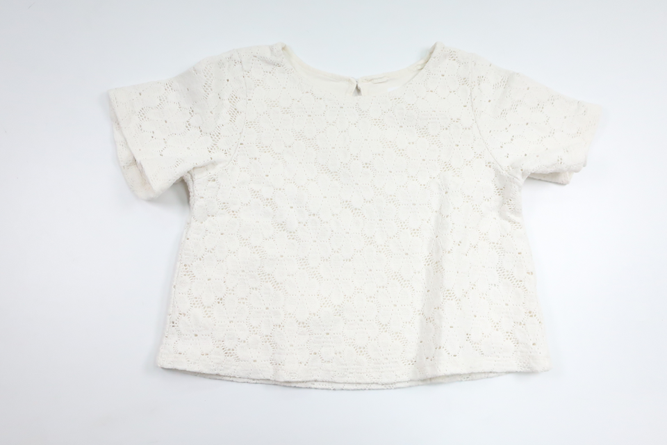 Pullover mit Blumenstickerei von H&MM - Größe 110/116 - Weiß