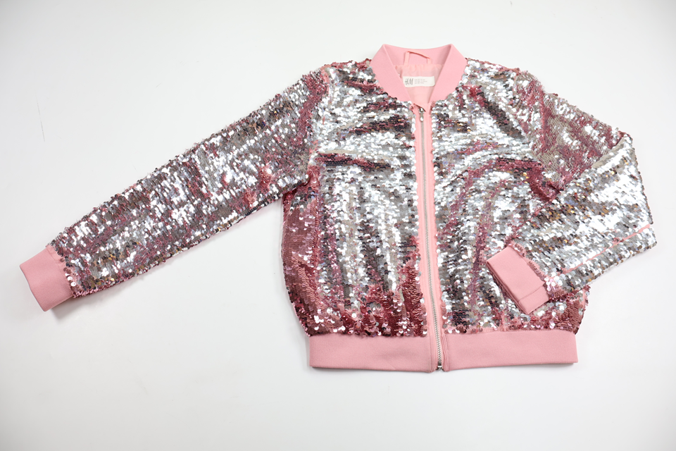 Bomberjacka med vändbara paljetter från H&M - Storlek 128 - Rosa