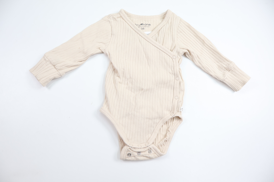 Ribbed wrap bodysuit from Tiny One - Size 56 - Beige