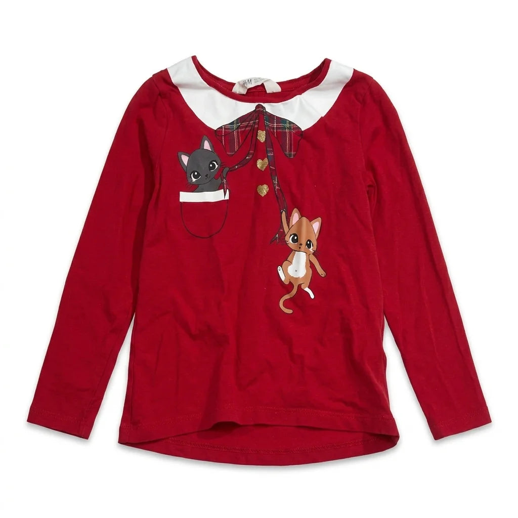 Mönstrad tröja från H&M - Storlek 110/116 - Röd