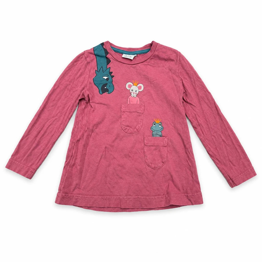 Tröja med mus- och grodtryck från Polarn o. Pyret - Storlek 92 - Rosa