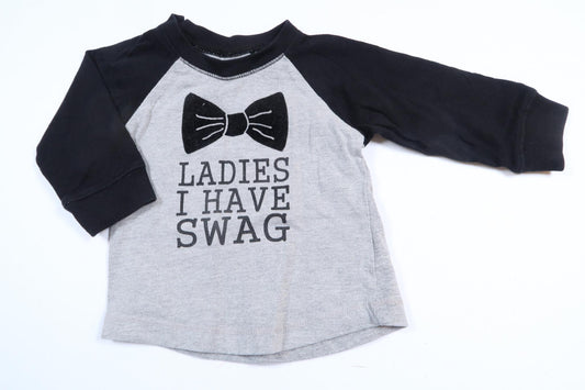 Grey long-sleeved shirt with text from ICA I Love Eco in size 74