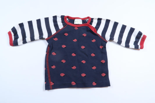 Navy blue long-sleeved shirt with ladybugs from Kappahl in size 62