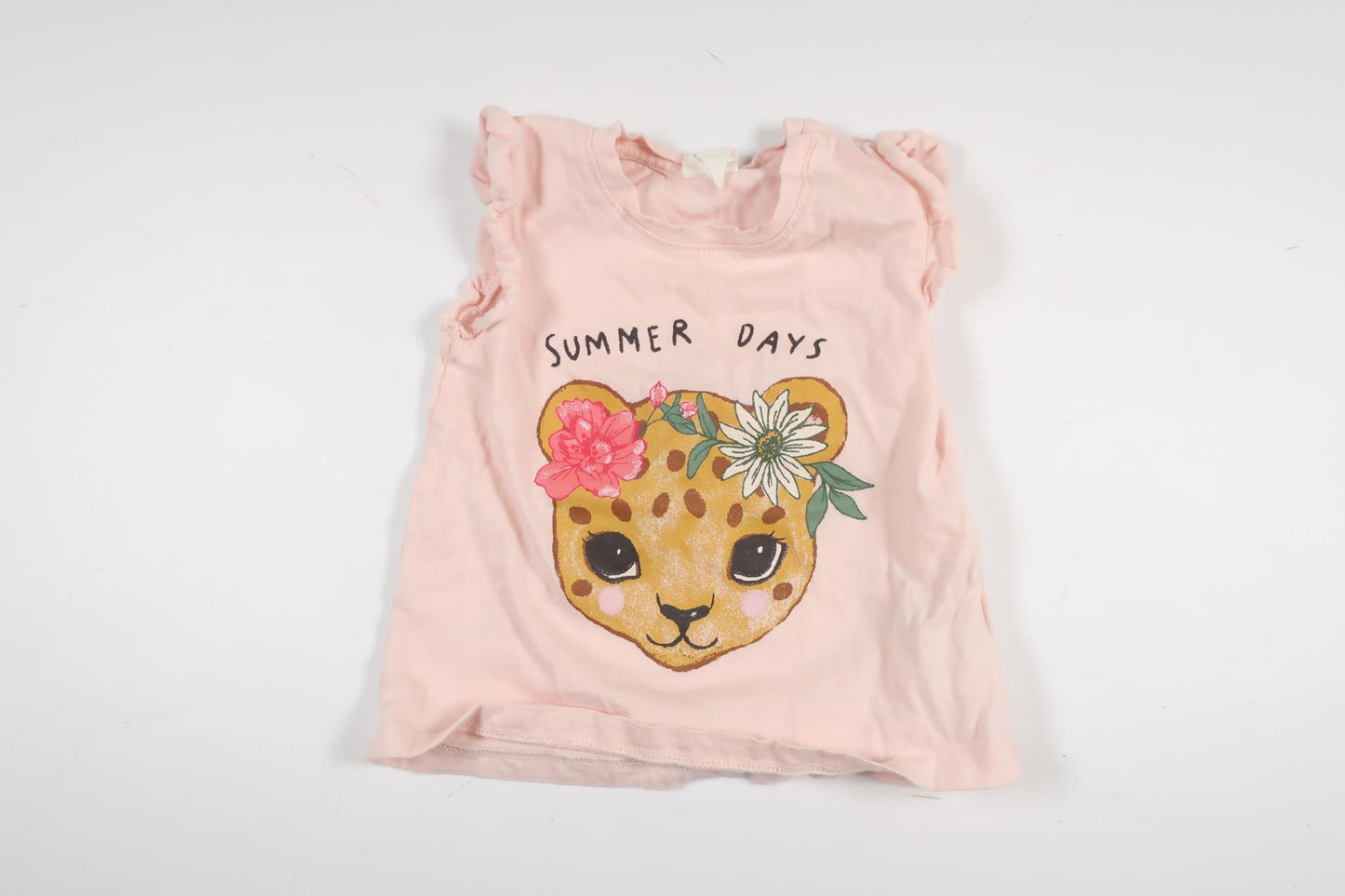 Pink short-sleeved sweater with leopard print from H&amp;M in size 68