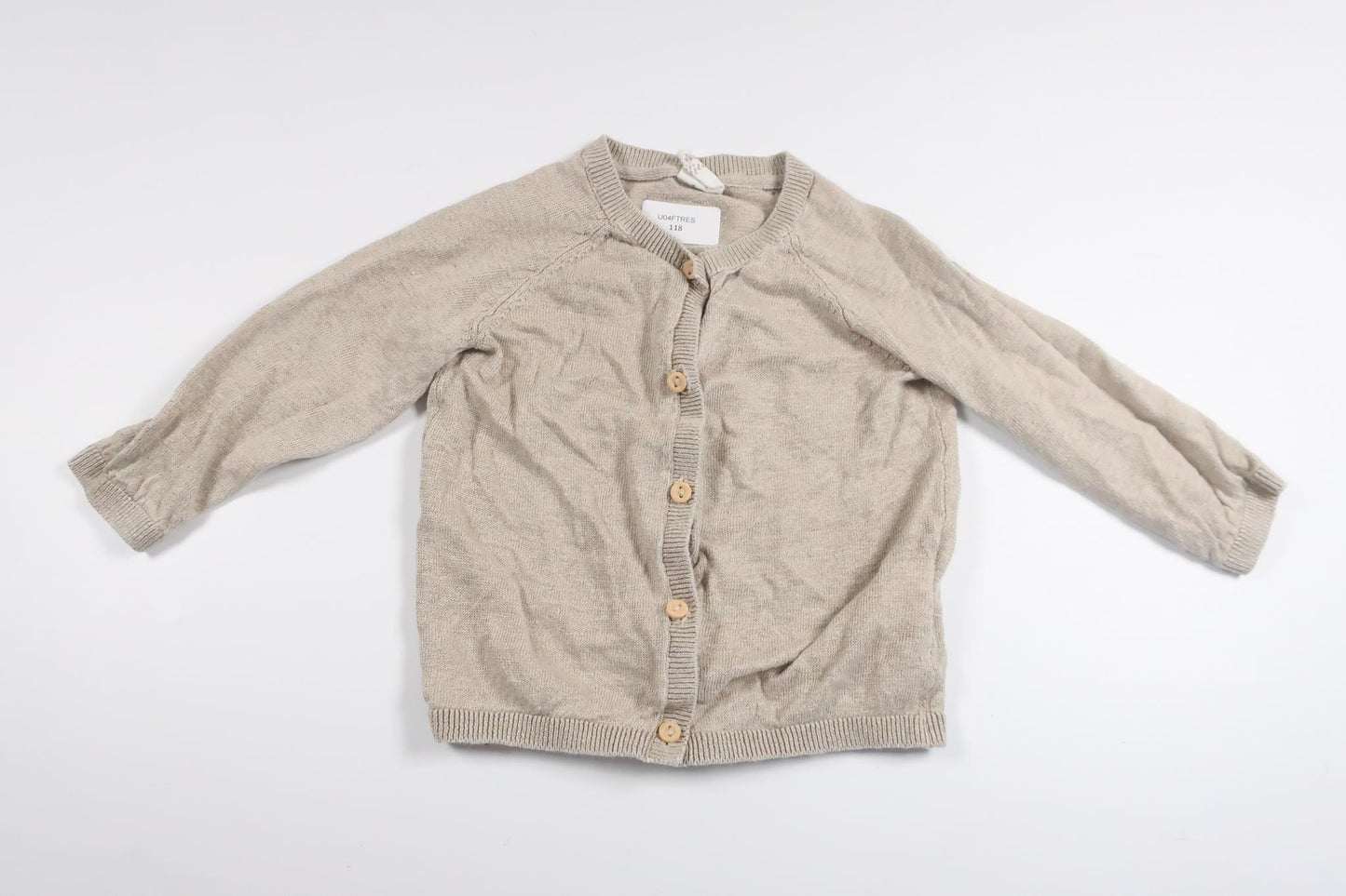 Knitted cardigan in 100% linen from H&amp;M - Size 74 - Beige