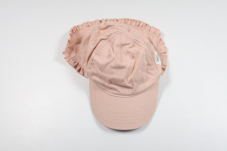 Newbie-Cap mit Blumenmuster und Nackenschutz – Größe 48/50 – Rosa