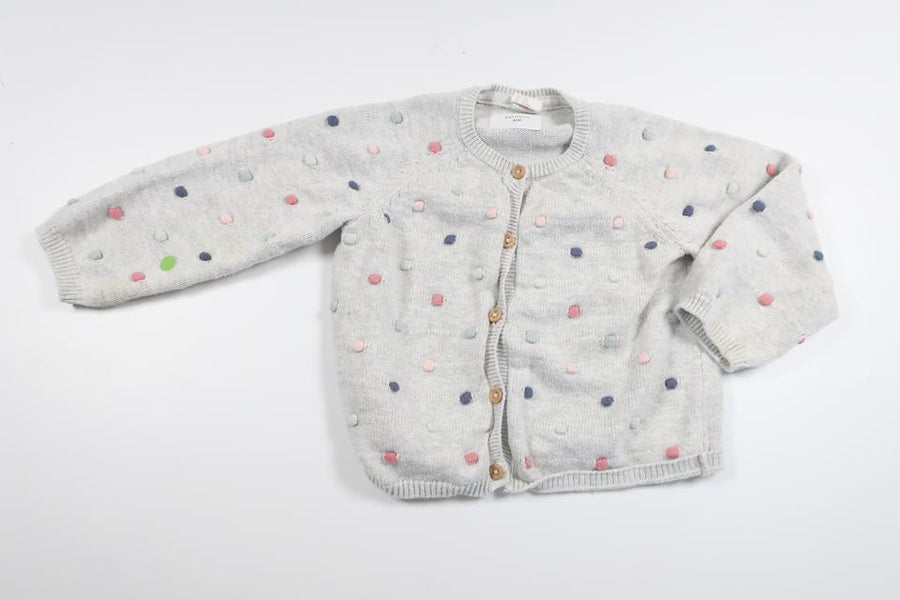 Strickjacke mit Punkten von H&MM - Größe 80 - Grau