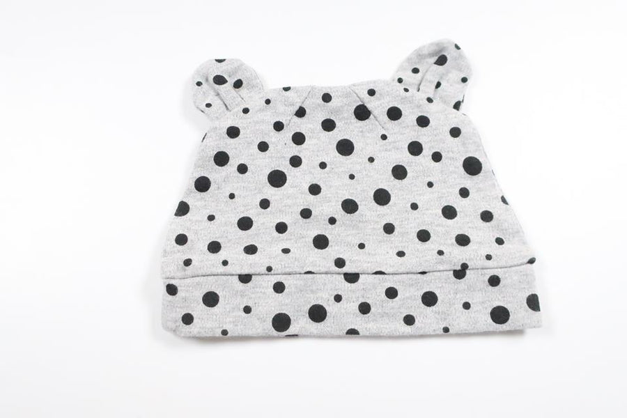 Gepunktete Mütze mit Ohren, Marke unbekannt – Größe 56 – Grau