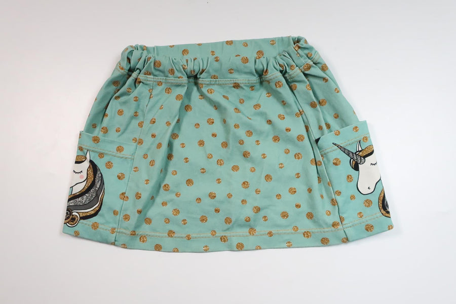 Rock mit Einhörnern und Punkten von unbekannter Marke – Größe 98 – Blau