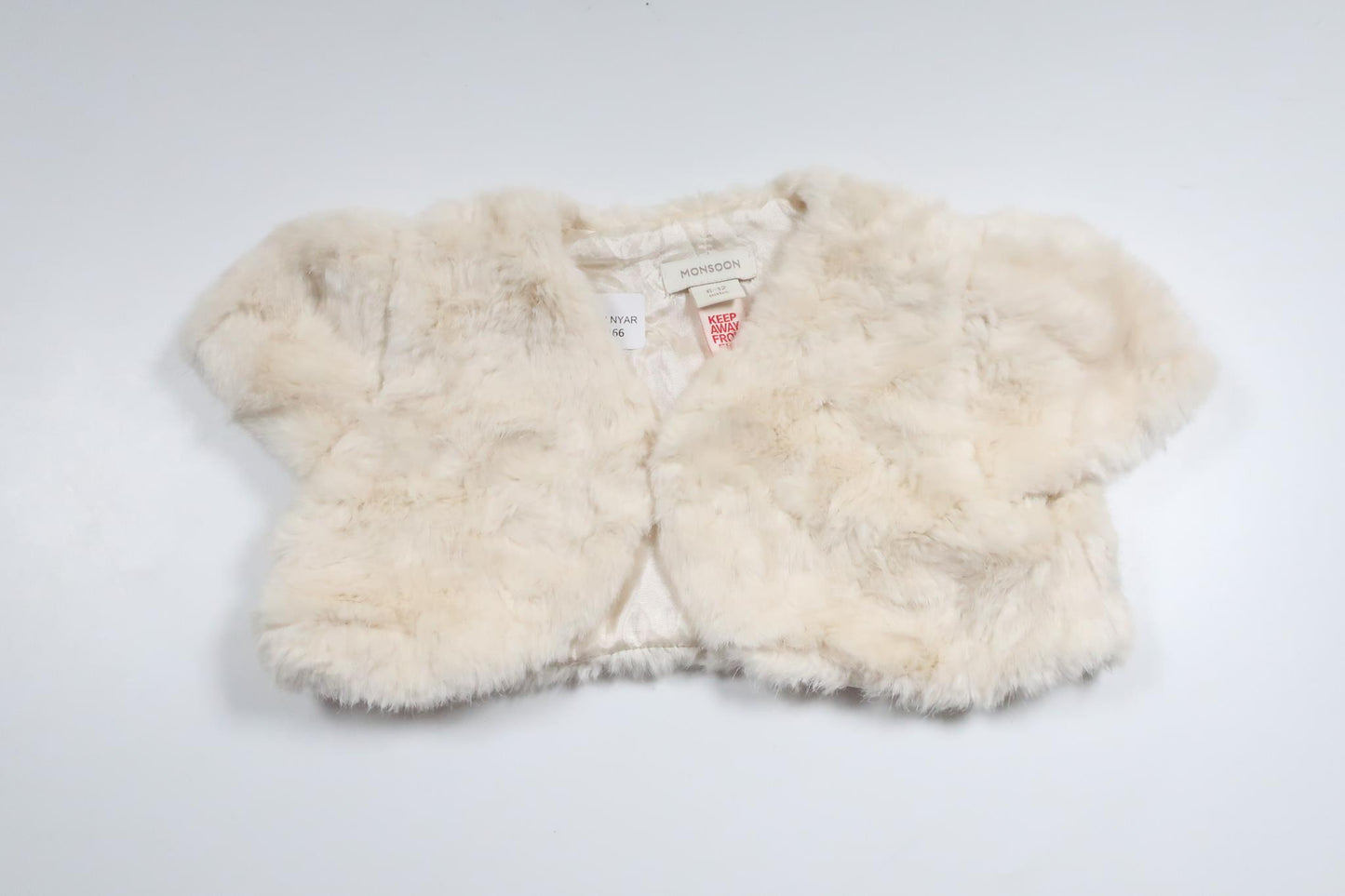 Faux fur bolero from Monsoon - Size 74/80 - Off-white