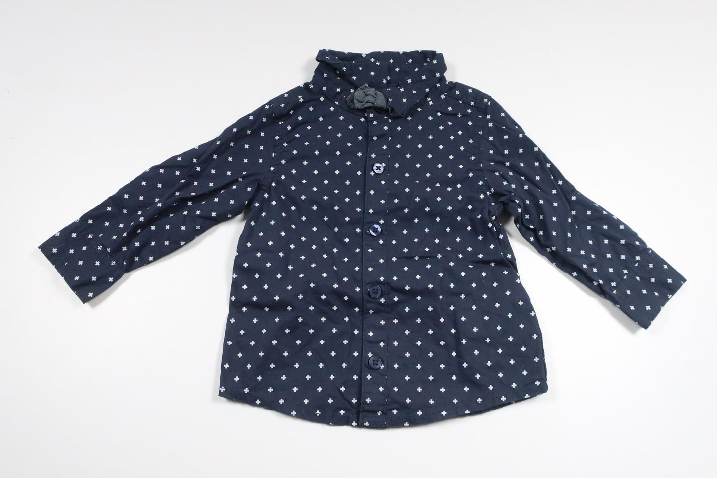 Shirt with built-in bow tie from La Redoute - Size 68 - Navy blue