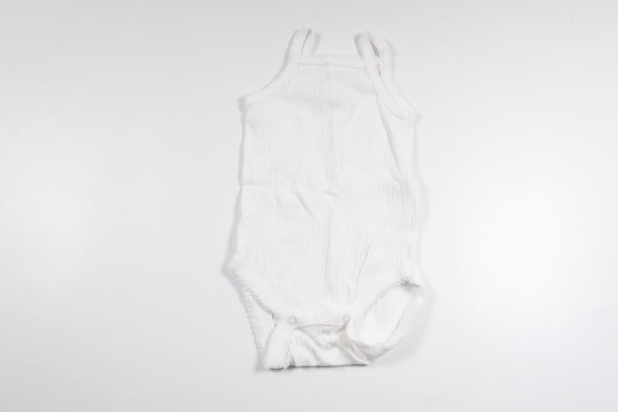 Gerippter Leinenbody von Zara – Größe 62/68 – Weiß