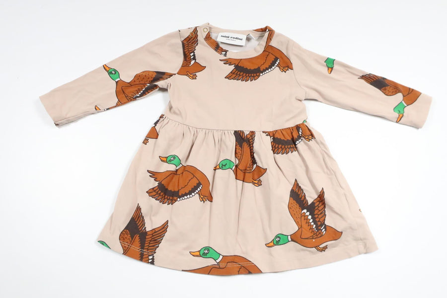 Dress with ducks from Mini Rodini - Size 68/74 - Beige