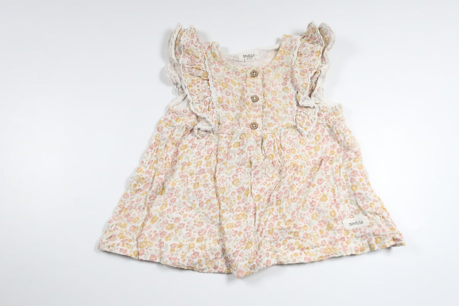 Geblümte Tunika von Newbie – Größe 80 – Weiß