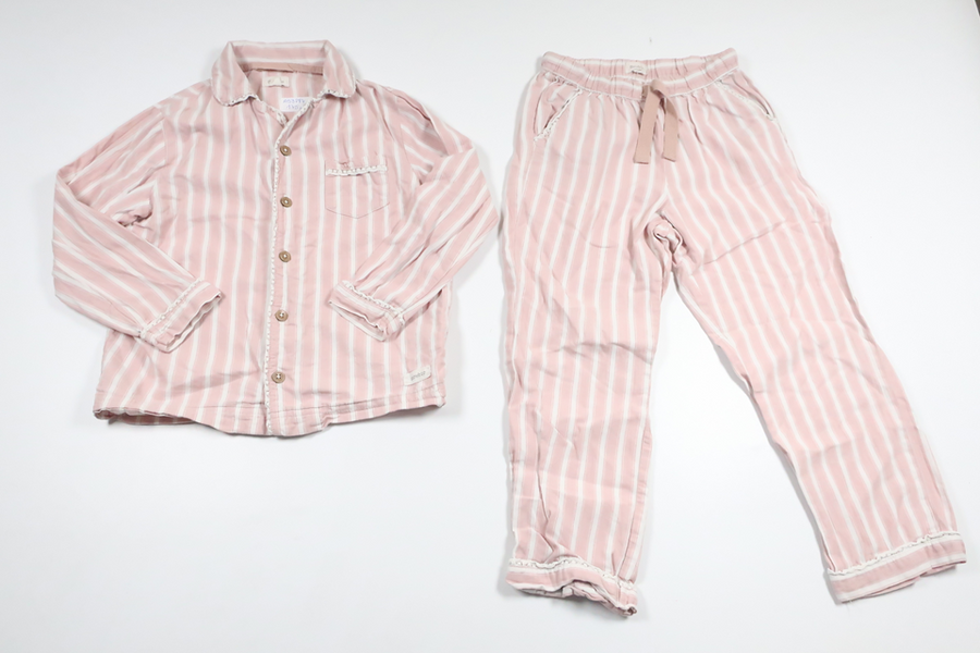 Gestreifter zweiteiliger Pyjama von Newbie – Größe 110/116 – rosa