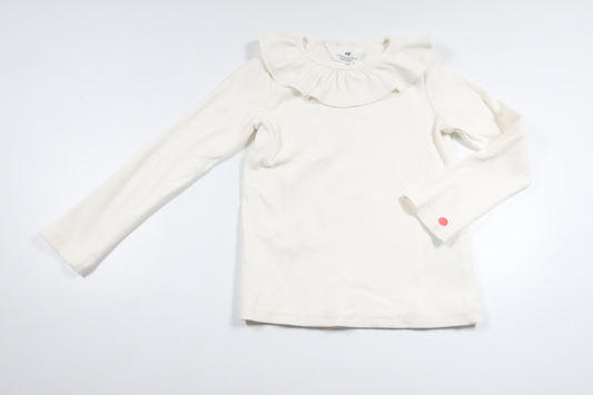 Ribbed sweater with collar from H&amp;M - Size 110/116 - White