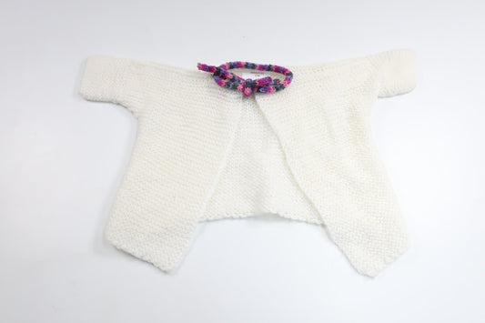 Home-knitted cardigan from Hemstickat - Size 56 - White