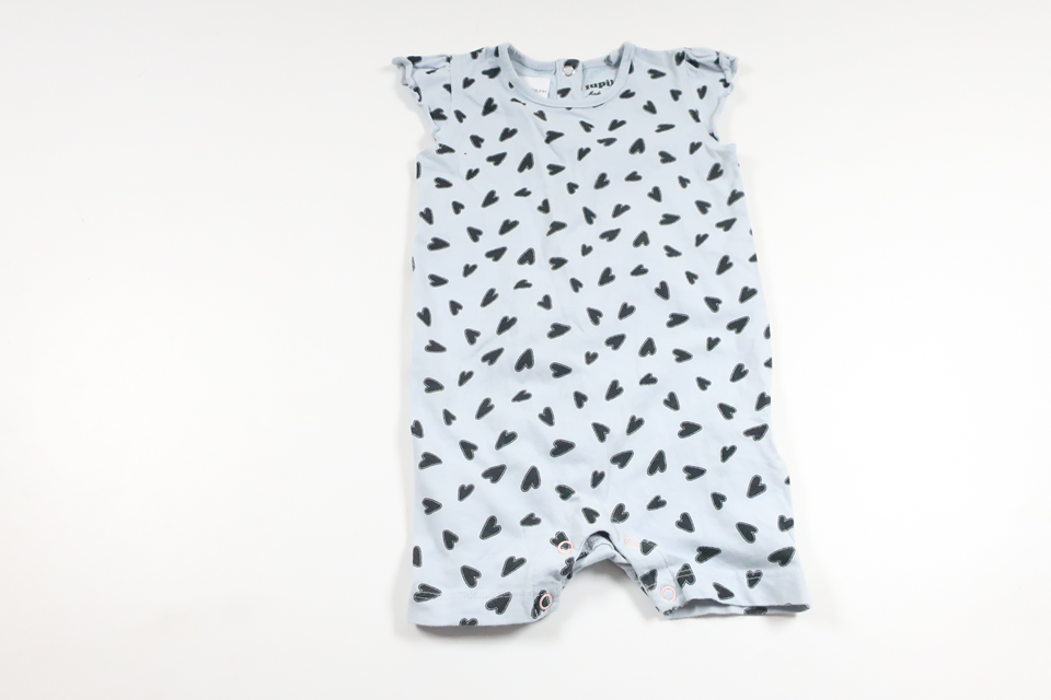 Jumpsuit mit Herzchenmuster von Lupilu – Größe 74 – Blau