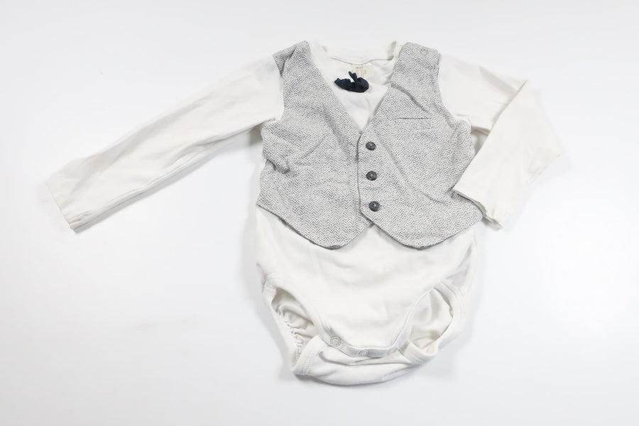 Body mit integrierter Weste von H&MM - Größe 86 - Weiß