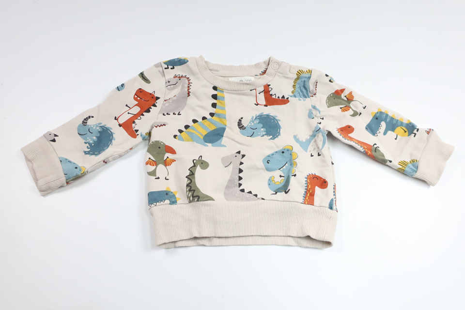 Sweatshirt mit Dinosauriern von Tiny One – Größe 62 – Cremeweiß