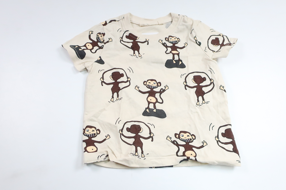 T-Shirt mit Affenmotiv von Wai Wai – Größe 74 – Cremeweiß