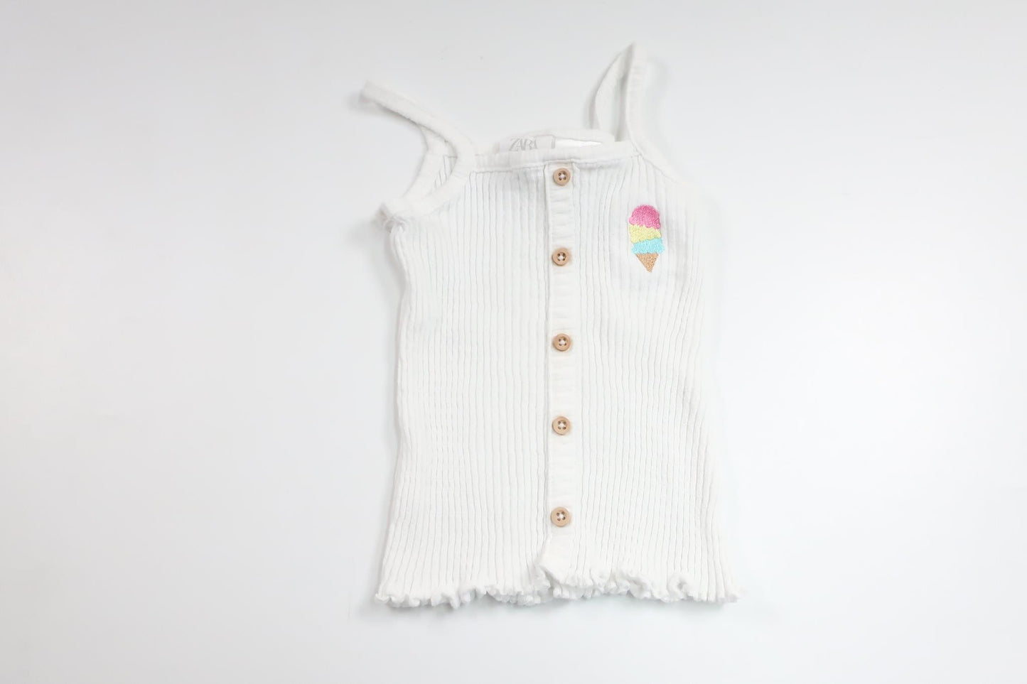 Geripptes Tanktop von Zara – Größe 86 – Weiß