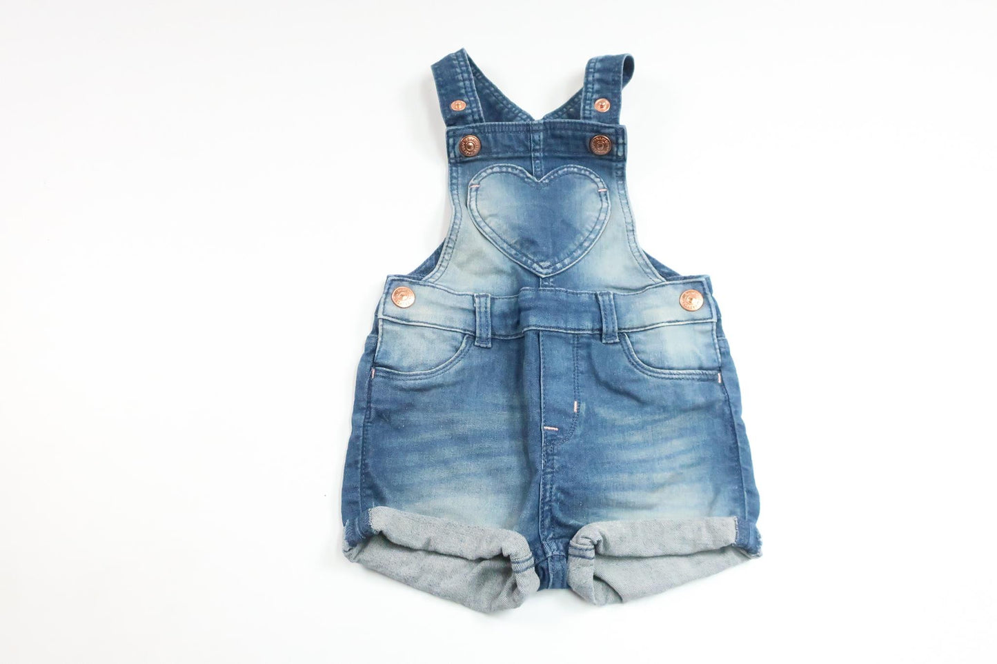 Bib shorts with heart from H&amp;M - Size 68 - Denim
