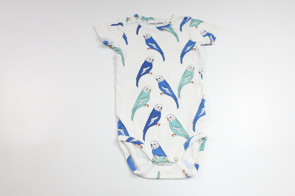 Body mit Wellensittichen von Mini Rodini – Größe 68/74 – Weiß