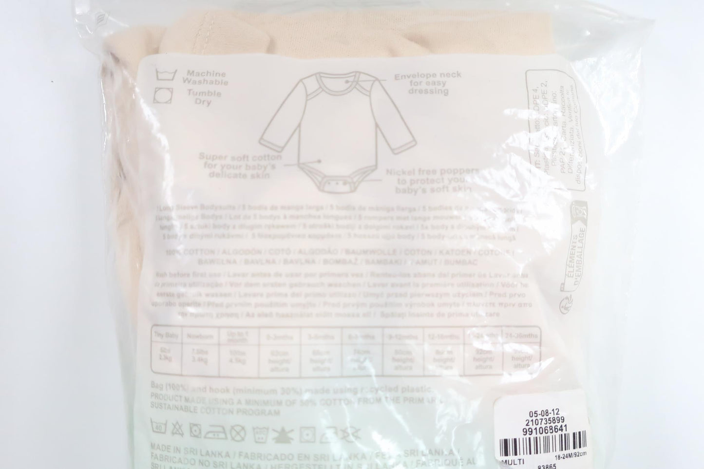 Three-pack of long-sleeved bodysuits from Primark - Size 92 - Multi