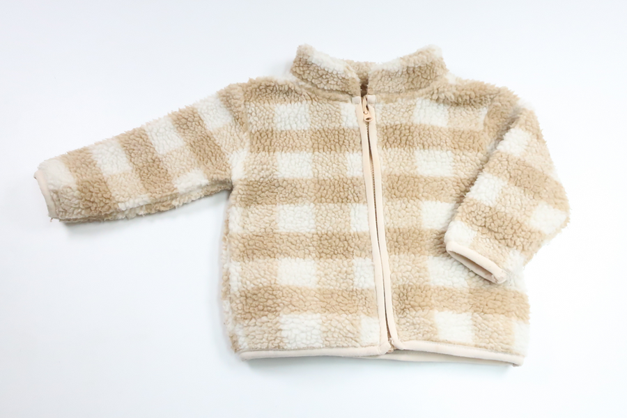 Karierte Teddyjacke von Dunnes Stores – Größe 62/68 – Beige