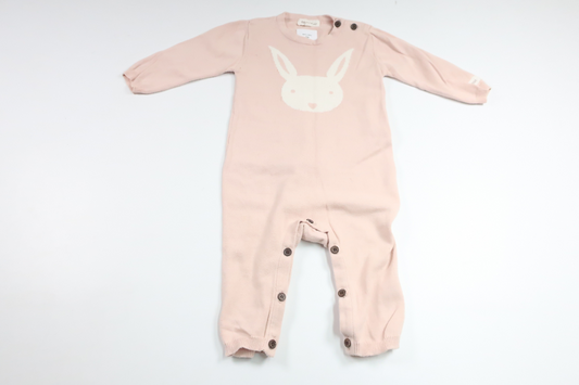 Strickoverall mit Hasenmotiv von Newbie – Größe 74 – Rosa