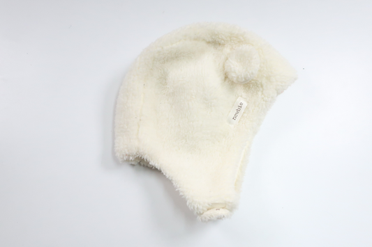 Mütze mit Ohren von Newbie – Größe 56/62 – Cremeweiß