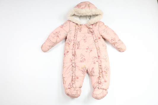 Fleece-lined floral jumpsuit from George - Size 62/68 - Pink
