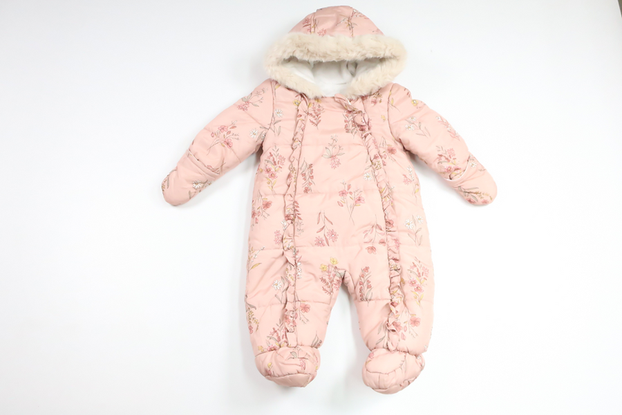 Fleece-lined floral jumpsuit from George - Size 62/68 - Pink