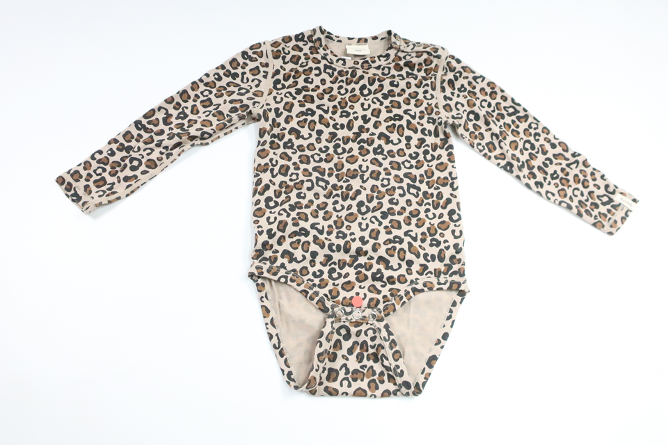 Leopard-print bodysuit in 100% merino wool from Kuling - Size 98/104 - Beige