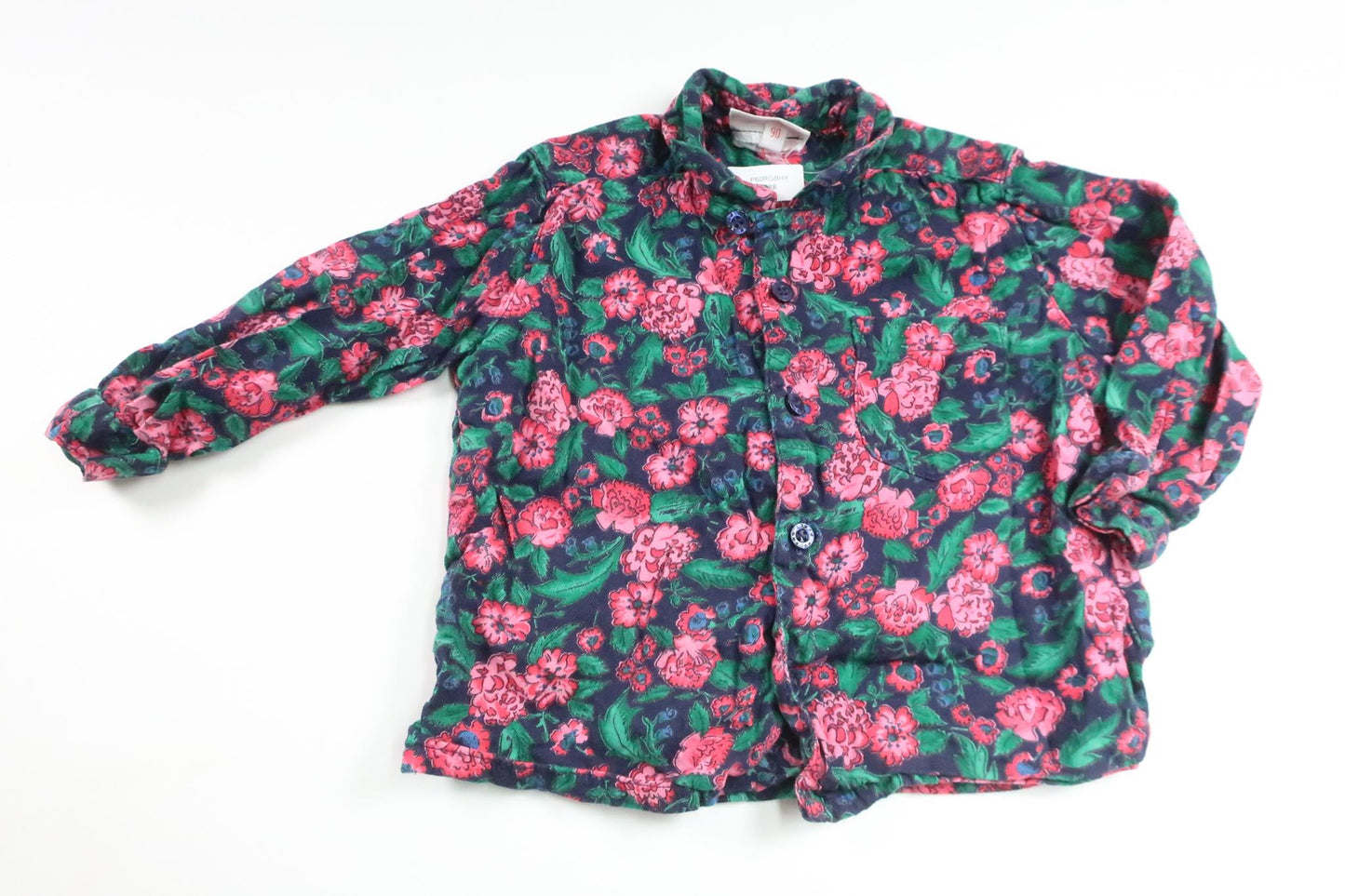 Bluse mit Blumenmuster von Polarn o. Pyret – Größe 90 – Mehrfarbig