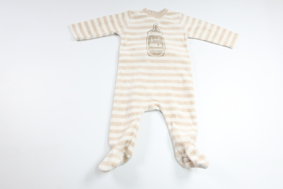 Striped fleece pajamas from Zara - Size 68 - Beige
