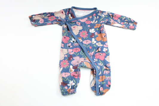 Jumpsuit mit Blumenmuster von Polarn o. Pyret – Größe 62 – Blau