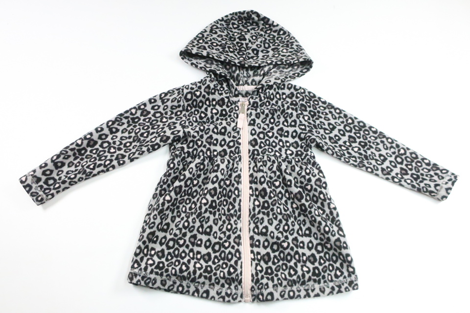Fleece-Strickjacke mit Leopardenmuster von My Wear Young – Größe 98/104 – Grau
