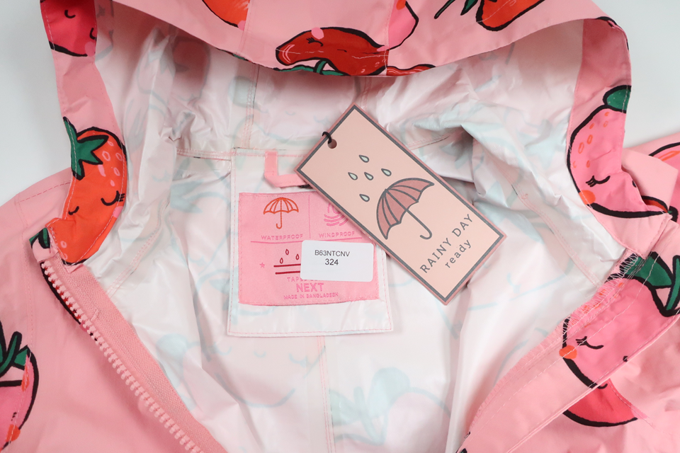 Thin shell jumpsuit with strawberries from Next - Size 98 - Pink