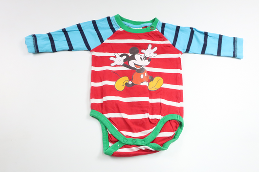 Gestreifter Body mit Mickey Mouse von Disney – Größe 62 – Mehrfarbig