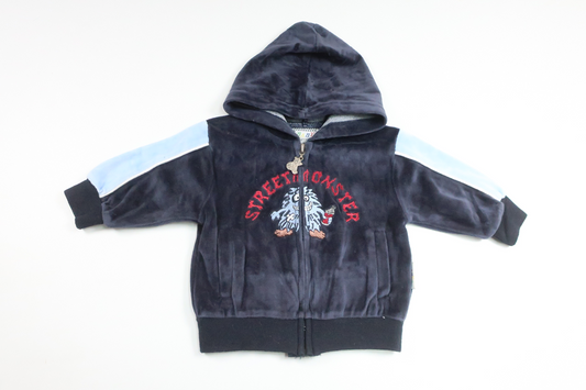 Fleecejacke mit Kapuze von Petter & Kajsa – Größe 68 – Marineblau