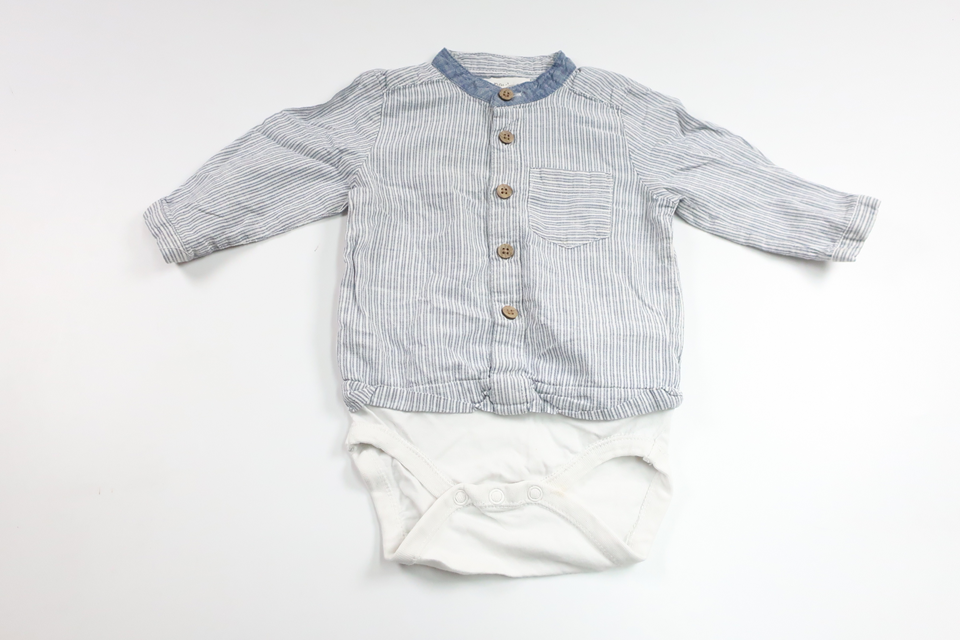 Shirt mit integriertem Body von Newbie – Größe 62 – Blau