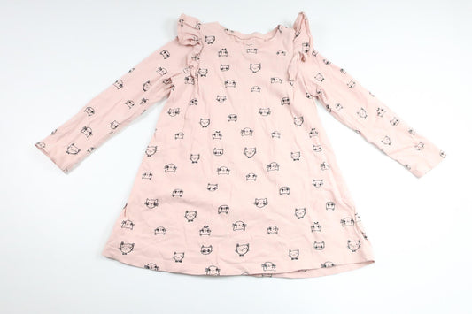 Kleid mit Katzenmotiv von Lindex – Größe 110 – Rosa