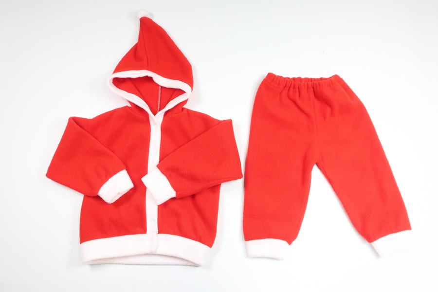 Weihnachtsmann-Fleecekostüm von unbekannter Marke – Größe 74/80 – Rot