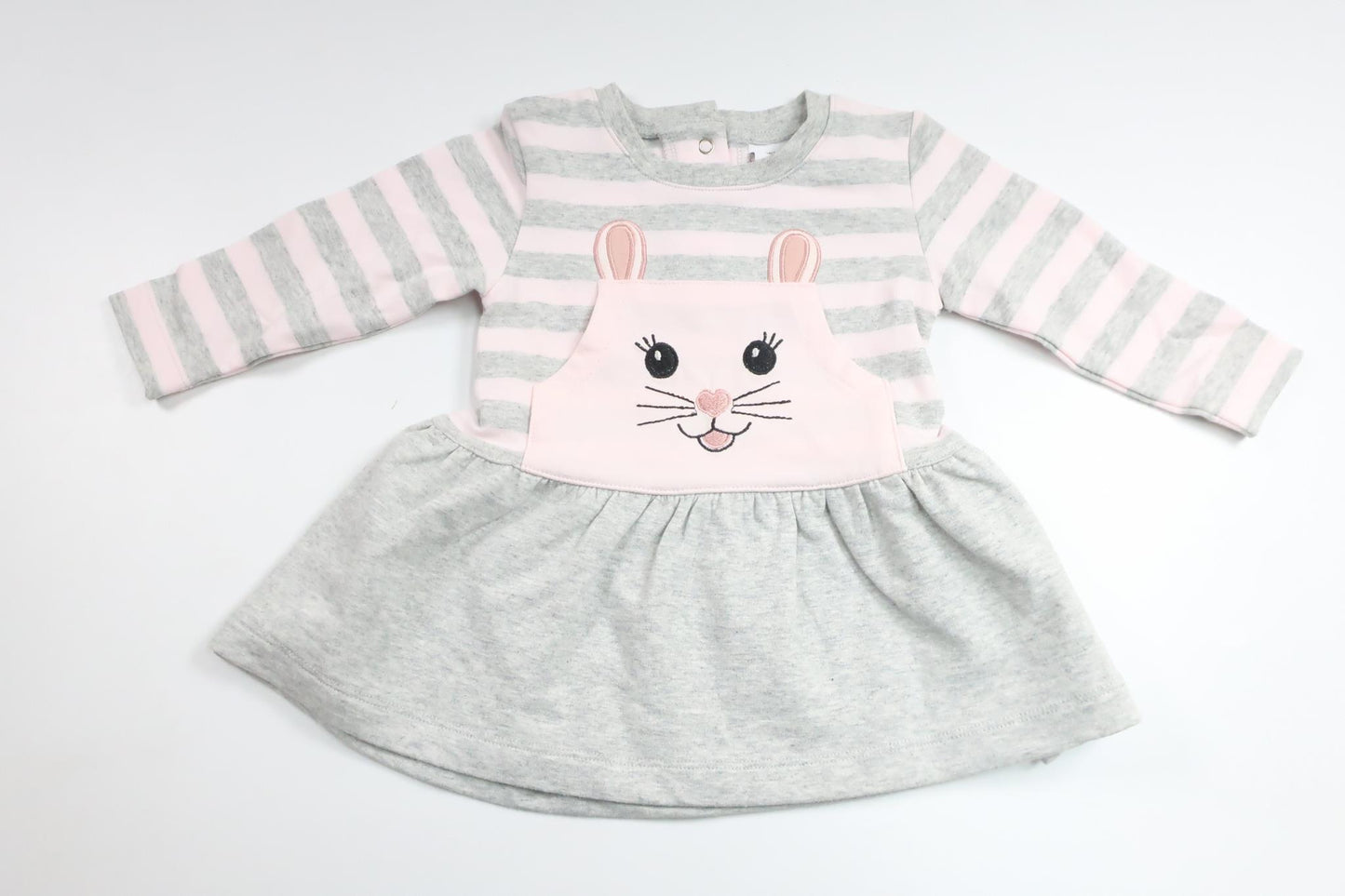Striped dress with rabbit from My Wear Baby - Size 68 - Grey